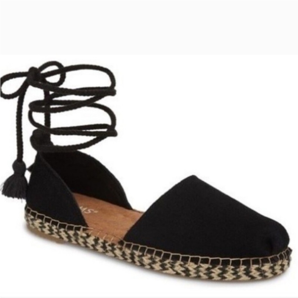 Toms Black Lace-Up Espadrilles